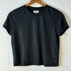 Porridge by Anthropologie Black Shine Glam Tee Short Sleeve
